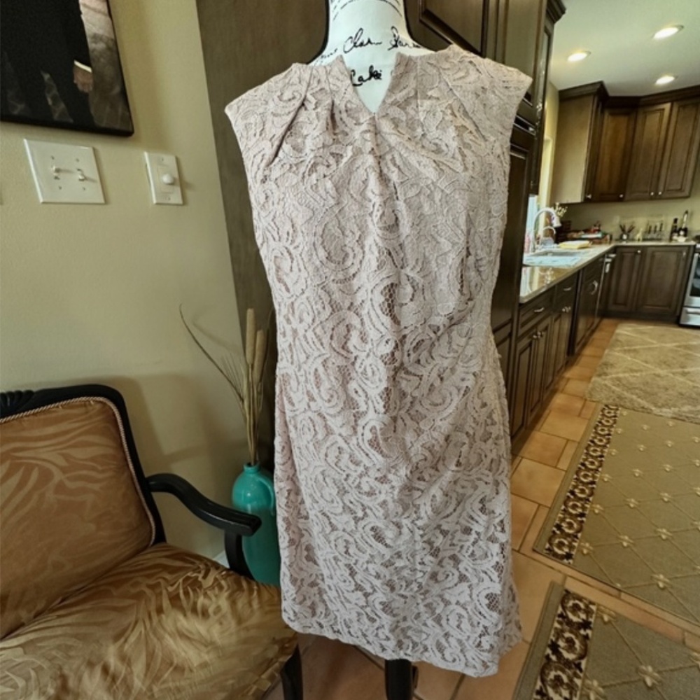 Lace-Side Ruched short dress NWT!!! Neutral color